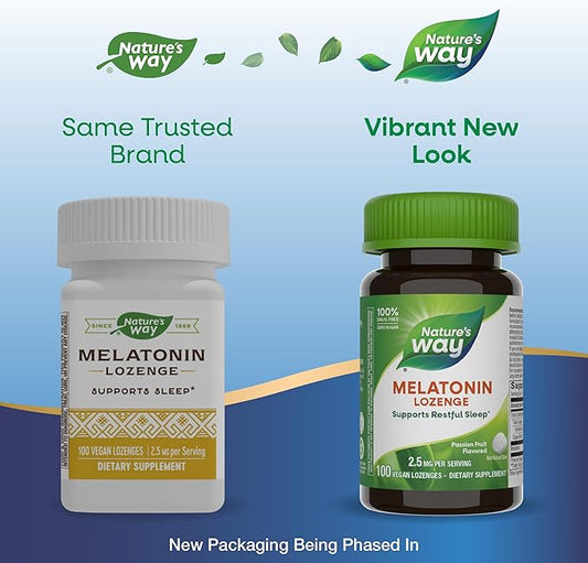 Nature's Way Melatonin Lozenge, Sleep Support*, 2.5 mg, 100 Vegan Lozenges