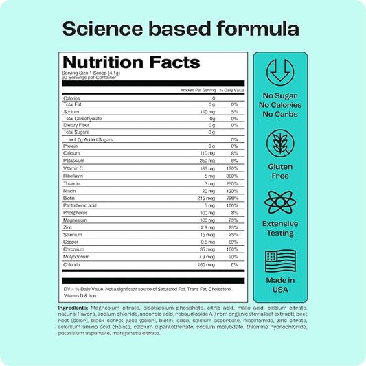 KEY NUTRIENTS Multivitamin Electrolytes Powder No Sugar for Recovery - Refreshing Watermelon Electrolyte Powder - Hydration Powder - No Calories, Gluten Free Electrolytes Powder - 90 Servings