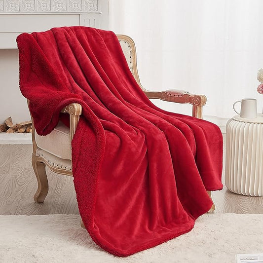 SOCHOW Sherpa Fleece Throw Blanket, Double-Sided Super Soft Luxurious Plush Blanket Throw Size, Classic Red, 50x60 inches