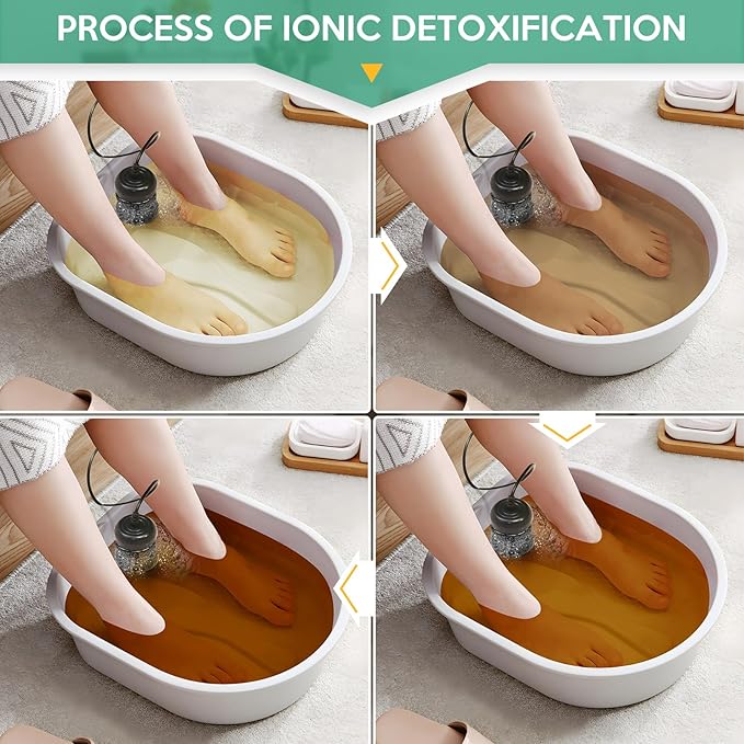 Dual Ionic Foot Bath Detox Machine - Professional Ionic Foot Bath Spa Cleanse with 2 Waist Belts, 2 Arrays, 10 Liners