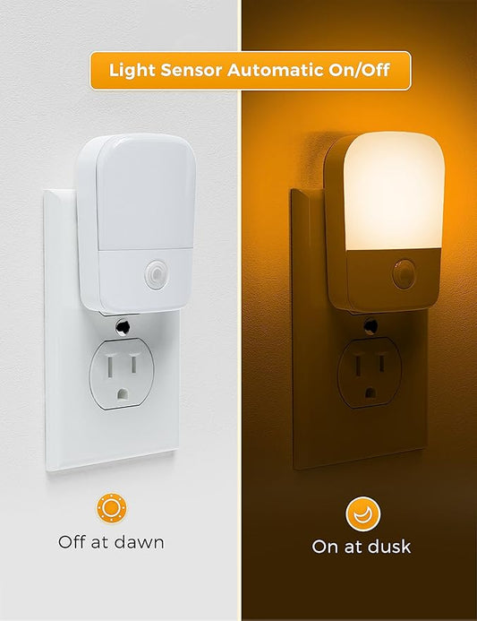 LOHAS Amber Night Light, LED Night Light Plug into Wall with Light Sensor, Diffused Light, Energy Efficient, Sleep Aid No Blue Light for Nursery, Bedroom, Hallway, Stairs, Kids Room, 2 Pack