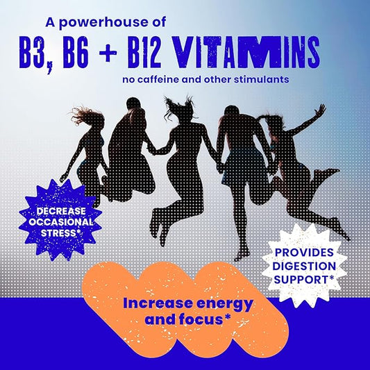 SAM+LEO Energy Gummies for Kids- with Biotin, Vitamin C, B3, B6, and B12 - All Natural & Vegan Gummy for Energy & Focus Supplement for Kids - Stress & Digestive Support, Strawberry Gummies - 60/ct