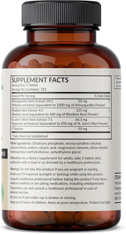Futurebiotics Chill Pill + Ashwagandha, Rhodiola, St. John’s Wort, & L-Theanine - Non-GMO, 250 Vegetarian Tablets