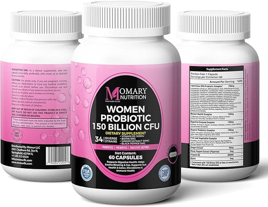 9 in 1 Bio Cultures Complex for Women, 150 Billion CFU Probiotics | 34 Diverse Strains | Organic Prebiotics | Postbiotics | Digestive Enzymes | Biotin, Supports Digestive Health, Colon & Immune Health