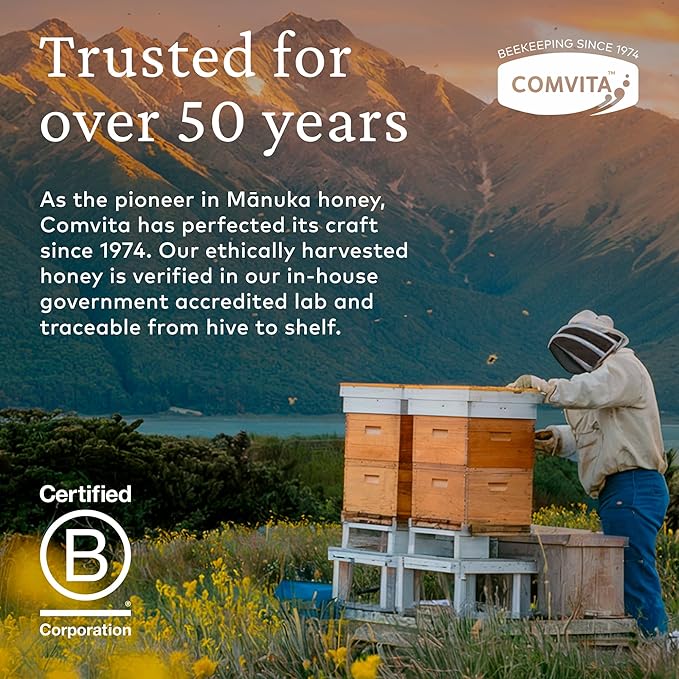 Comvita Manuka Honey UMF 10+ (MGO 263+) - Raw Manuka Honey New Zealand, Pure & Unpasteurized, Superfood for Immune Health, Use in Tea, Wild, Monofloral, Non-GMO - 500g (17.6 oz)