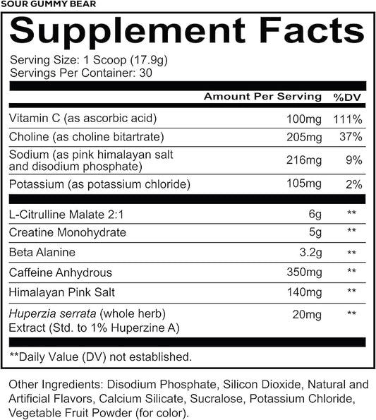 REDCON1 Total War Reloaded Pre Workout Powder, Sour Gummy Bear - Creatine, Beta Alanine + L-Citrulline Malate Keto Friendly for Men & Women with 350mg of Caffeine - Fast Acting (30 Servings)