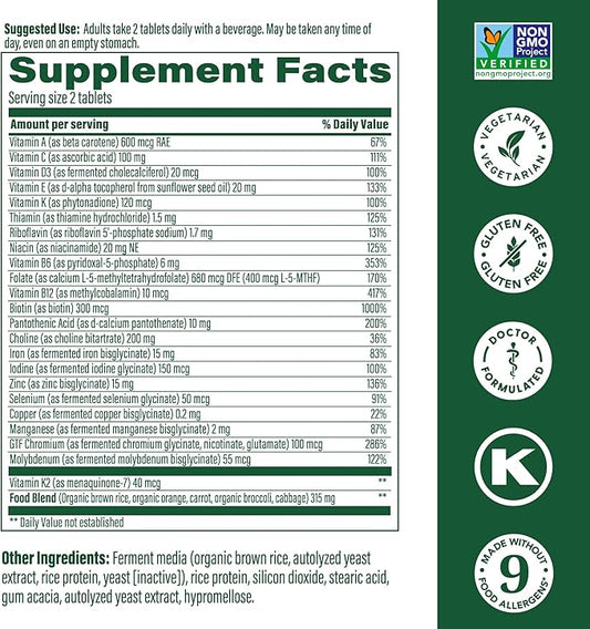 MegaFood Women's Advanced Multivitamin for Women - Doctor-Formulated With Iron, Choline, Vitamin D, Vitamin C & Zinc - Brain Health - Immune Support - Non-GMO - Vegetarian - 120 Tabs (60 Servings)