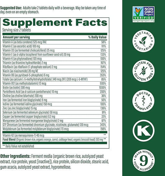 MegaFood Women's 40+ Advanced Multivitamin for Women - Dr Formulated - Vitamin B, Vitamin D3, Vitamin K2 & Choline - Energy Metabolism; Brain Health & Bone Health - Vegetarian - 60 Tabs (30 servings)