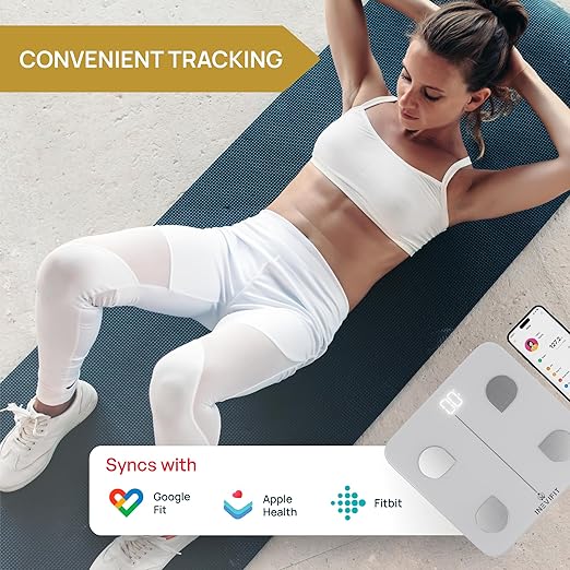INEVIFIT Smart Body Fat Scale, Highly Accurate Bluetooth Digital Bathroom Body Composition Analyzer, Measures Weight, Body Fat, Water, Muscle, Visceral Fat & Bone Mass for Unlimited Users (White)
