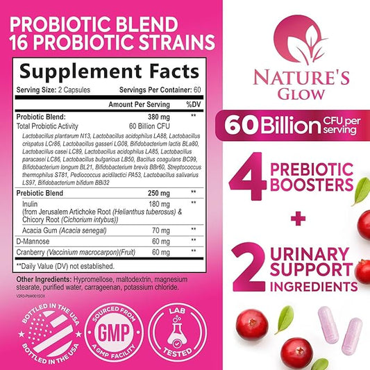 Probiotics For Women 50 Billion CFU - Women's Probiotic For Digestive Health 16 Unique Strains - Daily Vaginal PH Balance & Feminine Health Support, Womens Probiotic With Acidophilus - 120 Capsules