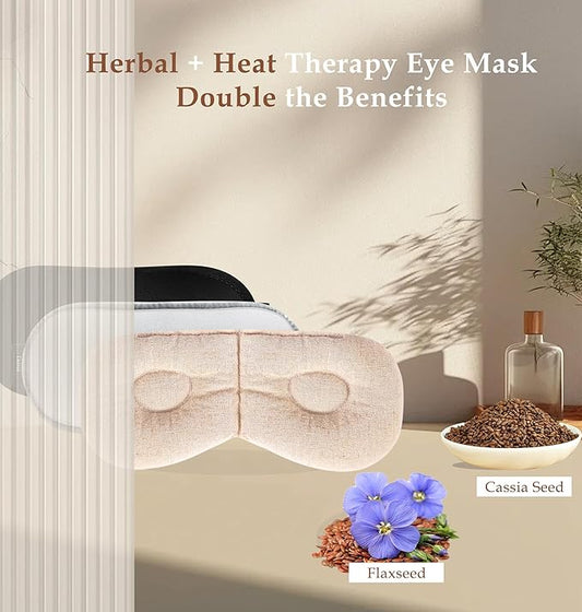 Heated Eye Mask (2-Packs), Moist Warm Compress Microwave with Flaxseed Cassia Seed, Weighted Eye Mask for Sleeping, Dry Eyes, Stye Eye Treatment, Relief Eye Fatigue (Black&Grey)
