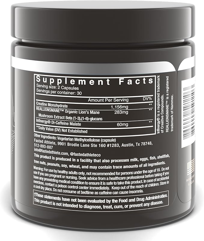 Lift | Nootropic | Lions Mane, Creatine, Caffeine | Mushroom Supplement | Supports Focus, Memory, Energy, Brain Fog | 60 Capsules