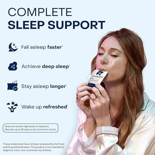 Healthycell REM Sleep Aid Supplement for Adults - Liquid Gel Extra Strength Sleep Supplement with Melatonin, Magnesium, L-Theanine, GABA & Natural Calming Herbs - 30 Gel Packs, Cherry Flavored