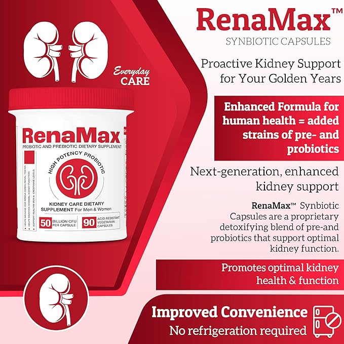 Capsule Kidney Restores & Kidney Care Supplement - Probiotic & Prebiotic Supplement to Support Normal Kidney Function - 50 Billion CFU per Capsule - Made in U.S.A (180 Caps (2 Pack))