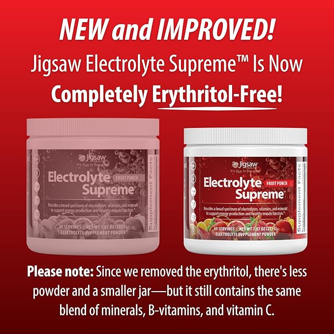 Jigsaw Health Electrolyte Supreme | Broad Spectrum of Electrolytes + Trace Minerals | Fruit Punch Flavor | 60 Servings (Jar)