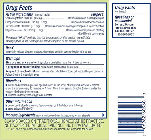 Boiron Gasalia Tablets for Relief from Gas Pressure, Abdominal Pain, Bloating, and Discomfort - 60 Count