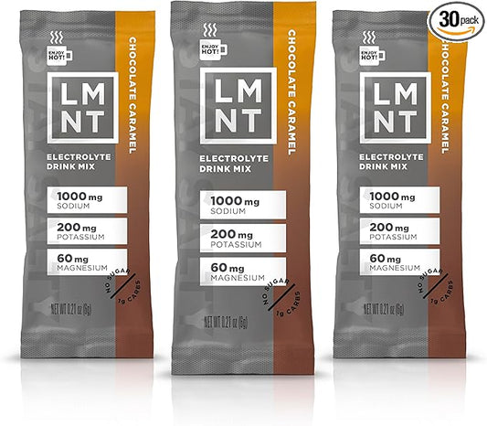 Drink LMNT Zero Sugar Hot Chocolate or Coffee Mixer - Chocolate Caramel Salt | Drink Mix | 30-Count