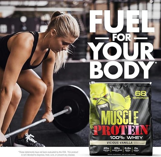 Muscle Protein Whey Powder [5 lbs/Pack of 1]– Cold Filtered, 25g Pure Protein, 6.6g BCAAs (Packaging May Vary) (5LB, Vanilla)