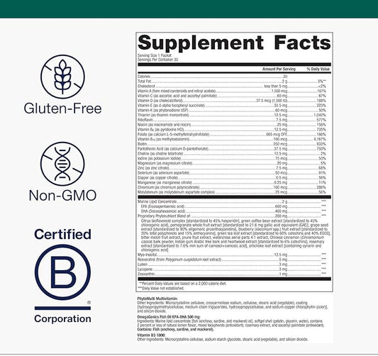Metagenics Wellness Essentials Daily Packs - 30 Daily Multivitamin Packs - Heart Health Support* - With Vitamin A, C, D, E - Omega-3 Fatty Acids - Non-GMO & Gluten Free - 30 Packets