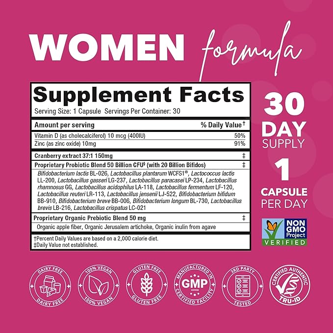 Probiotic Bundle for Vaginal Health & Brain Support – 50B CFU + 30B CFU with 15 Strains – Supports pH Balance, Vaginal Flora, Memory, Focus, Immunity, Digestion, & Mental Clarity – Shelf Stable