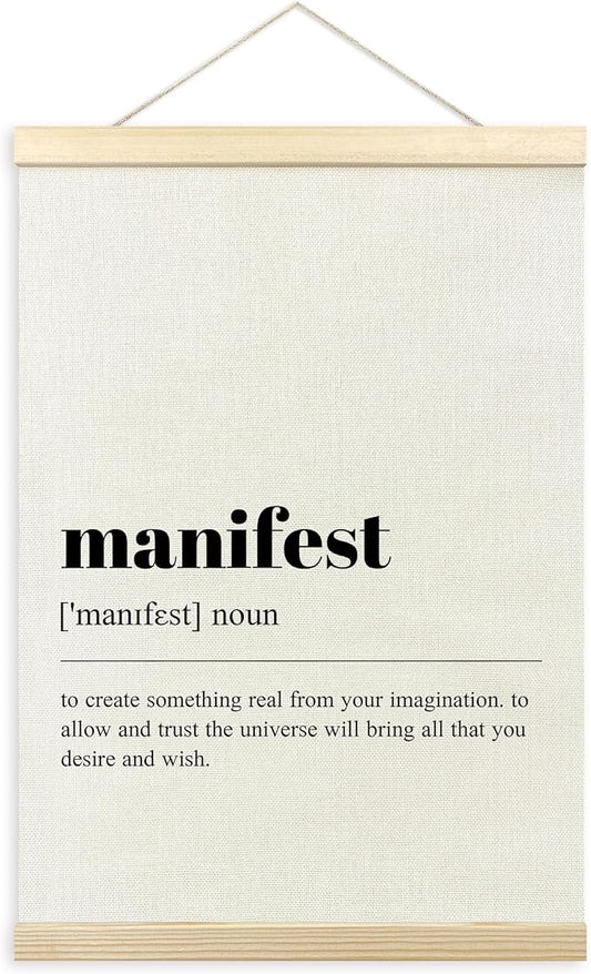TLESKE Manifest Definition Poster Hanger Frame, Inspirational Motivational Hanging Wall Art Room Decor Poster Framed for Home Office Bedroom Classroom, Positive Banner Prints, Motivational Gifts 12x16 Inches