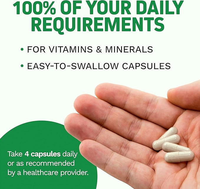 Herbtonics Whole Food Multivitamin for Men & Women – Vegan Multivitamin with Real Fruits & Veggies, Probiotics, CoQ10, Turmeric & More – 60 Capsules