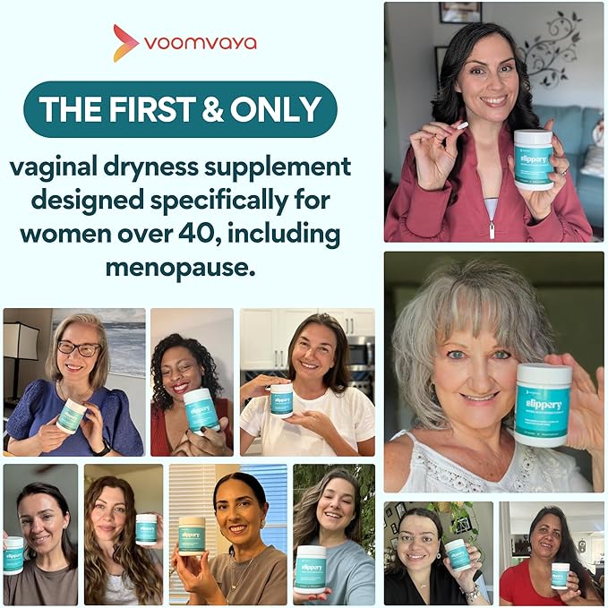 VoomVaya Slippery – Vaginal Dryness Relief for Women Over 40 – with Slippery Elm for Women to Promote Vaginal Moisture – 60 Capsules
