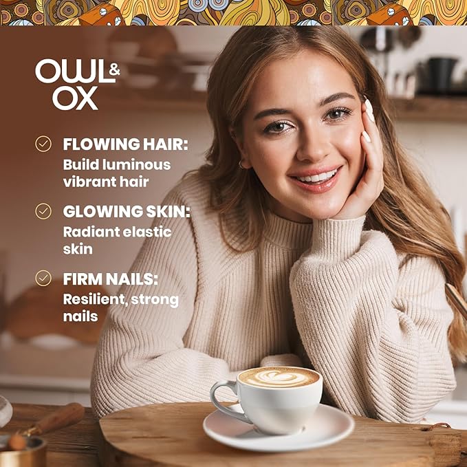 Collagen Coffee Creamer by Owl & Ox – Biotin-Infused for Healthy Hair, Skin & Nails | Keto, Dairy-Free, Sugar-Free, Gluten-Free | Liquid Salted Caramel | 30 Servings
