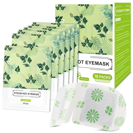 10 Packs Steam Eye Mask, Wormwood Steam Eye Masks Disposable, Self-Heating Relief Heated Eye Mask for Fatigue, Perfect for Home, Sleep, Spa & Travel