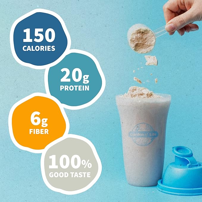 Garden of Life Meal Replacement Shakes, Vegan Raw Organic Protein Powder, Lightly Sweet Protein Powder with Plant Based Pea Protein, Sprouts, Greens, Probiotics, Dairy Free 28 Servings