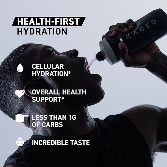 Kaged Hydration Electrolytes Powder | Blue Raspberry | Hydra-Charge Sports Drink Mix | Pre, Post, Intra Workout | Low Carb, Vegan, Gluten Free | Supplements for Men & Women | 30 Servings