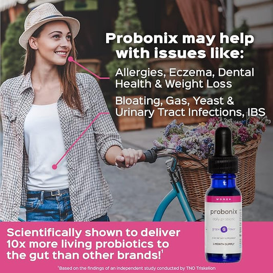 Probonix Humarian Liquid Probiotics for Women - 12-Strain Probiotic Drops to Fortify Women’s Gut Health, Vaginal Health, Immunity and Overall Wellness - 30-Day Supply - Delicious Grape Flavor
