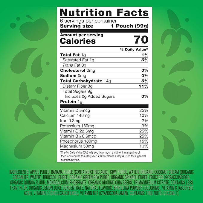 vitafusion Vitamin-Boosted Smoothie +Fiber with Energy Metabolism and Immunue Support, Apple Spinach Banana Flavor Excellent Source of Vitamins C, D, and B12, 3.5oz, 6 Count
