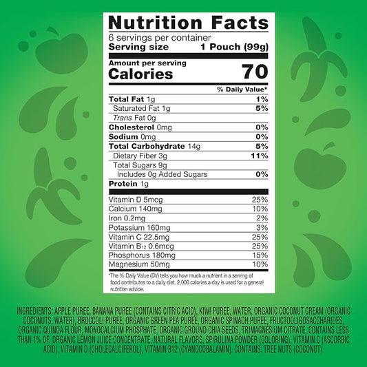 vitafusion Vitamin-Boosted Smoothie +Fiber with Energy Metabolism and Immunue Support, Apple Spinach Banana Flavor Excellent Source of Vitamins C, D, and B12, 3.5oz, 6 Count