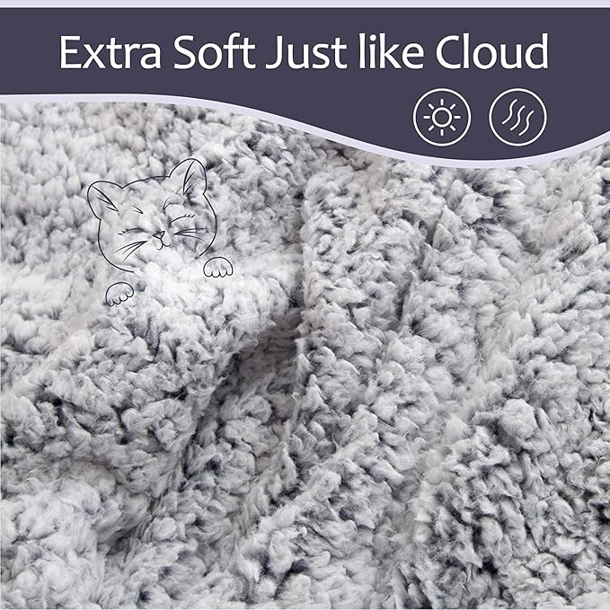 EMME Fuzzy Blanket Soft Fleece Throw Blankets for Women, Fluffy Sherpa Throws(Plush Navy,50"x60")
