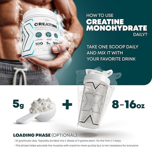 Performance Micronized Creatine Monohydrate Powder Supplement, 5000mg (5g), 100 Servings, Unflavored, Gluten Free, Non-GMO, Vegan