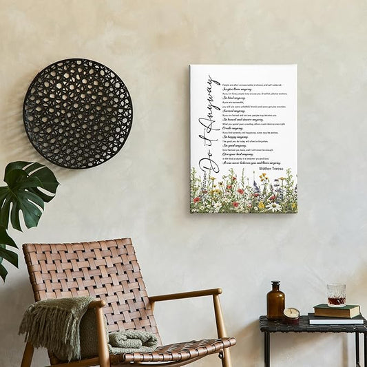 Nitelat Inspirational Motivational Wall Art Decor - Do It Anyway Mother Teresa Quotes Canvas Wall Art Decor For Home Office, Inspirational Motivational Decorations 11x15 Inch