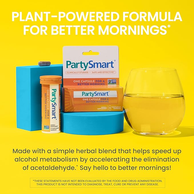Himalaya PartySmart, One Capsule for a Better Morning, Plant-Based, Liver Support, Better Morning After Drinking, Clinically Studied, Non-GMO, 12 Capsules, 4 Pack