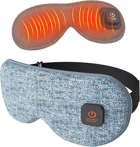 Heated Eye Mask Cordless for Dry Eyes with Replaceable Shell,Buit-in 1000mAh Battery, Eye Relief, Improved Sleep, Light Blocking Warm Eye Compress Washable Eye Heating pad for Travel Family,Best Gift