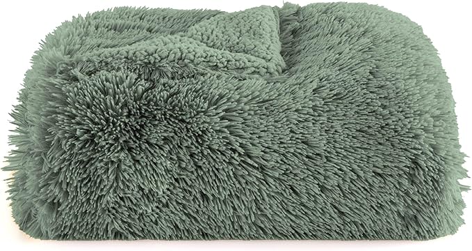 Bedsure GentleSoft Fuzzy Sherpa Faux Fur Twin Blanket Sage Green Cozy Gifts for Women Men, Soft Fleece Plush Warm Minky Thick Blanket Twin Size for Bed, Dorm Essentials Sage Room Decor Gifts, 60x80
