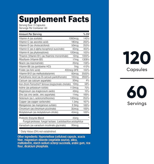 Nutricost Multivitamin with Probiotics 120 Vegetarian Capsules (2 Bottles) - Packed with Vitamins & Minerals