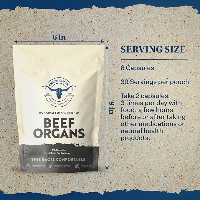 Beef Organs - The Everything Capsule -100% USA Beef - 180 Capsules Bag