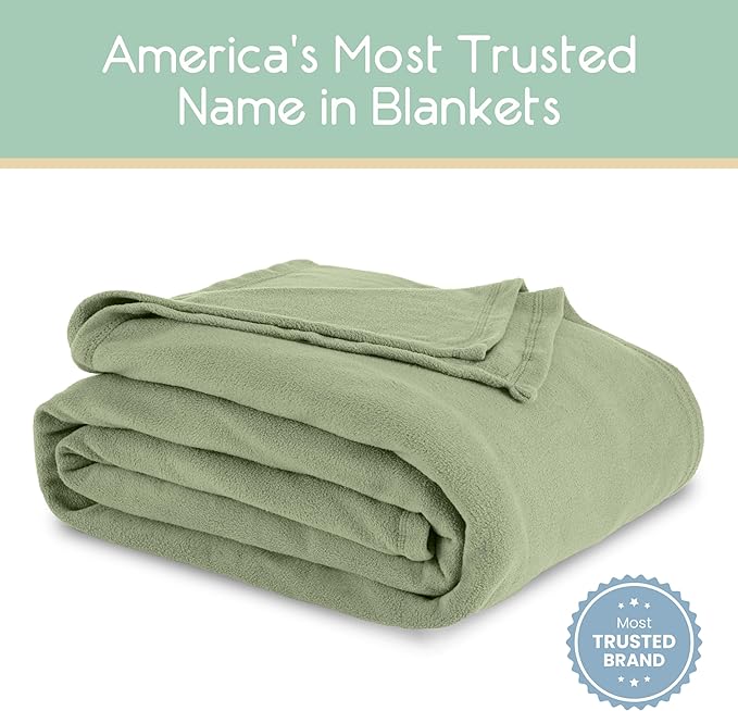 King Size Microfleece Blanket | Fleece Bed Blanket | All-Season Comfort| Supersoft Lightweight Throw Blanket | Plush Throw Blanket for Bed Couch or Sofa | Travel Blanket | Pet-Friendly | Sage Green