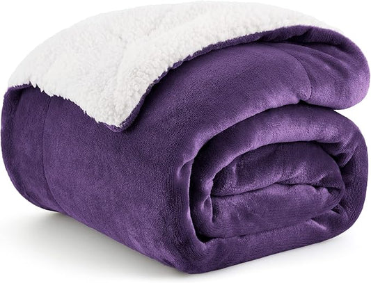 Bedsure GentleSoft Sherpa Fleece Throw Blanket for Couch - Thick and Warm, Soft Fuzzy Plush Throw Blanket for Winter, Purple, 50x60 Inches