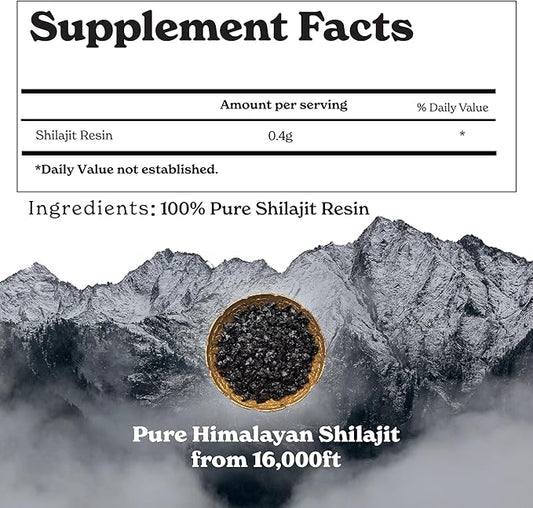 Pure Himalayan Shilajit Resin | High Potency for Men & Women | 75 Servings for Stamina and Muscle Building, 85+ Trace Minerals, 75% Fulvic Acid, with Lab Test Report, 400mg