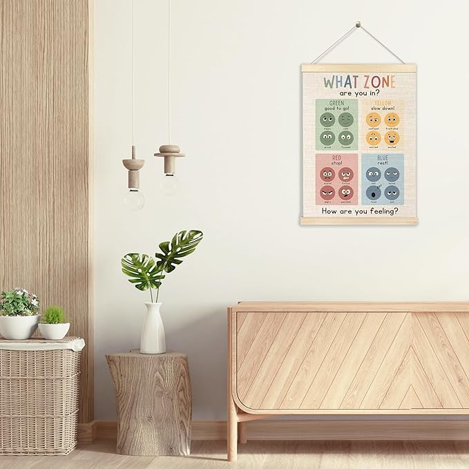 Ecezatik Zones of Regulation Poster Hanger Frame, Mental Health Wall Decor for Classroom Calm Down Corner School Counselor Office Therapy Office Decor, Mental Health Posters, 12x16 Inches