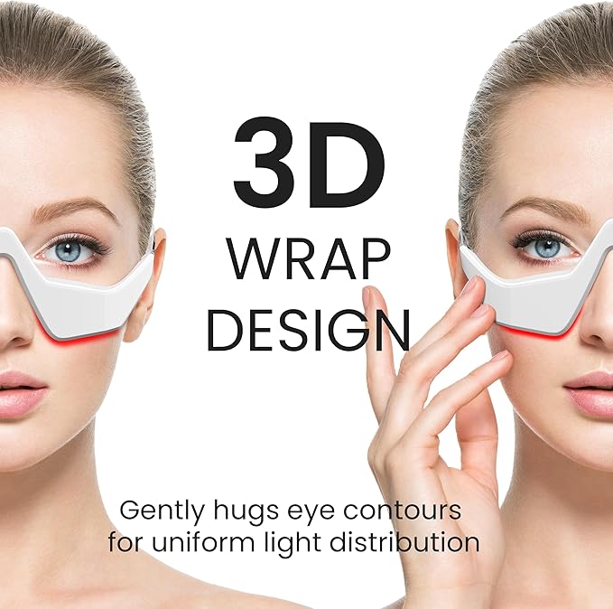 Under Eye Red Light Therapy Device, Red Light Therapy Glasses for Eyes Light-Weight Eye Massager for Reducing Dark Circles and Puffiness, Smoothing Fine Lines