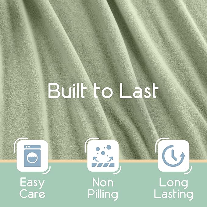 King Size Microfleece Blanket | Fleece Bed Blanket | All-Season Comfort| Supersoft Lightweight Throw Blanket | Plush Throw Blanket for Bed Couch or Sofa | Travel Blanket | Pet-Friendly | Sage Green