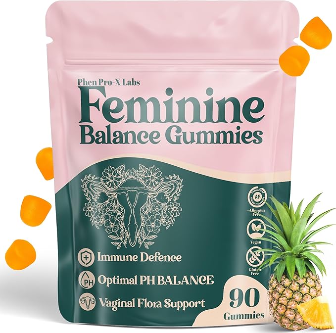 Premium Feminine Balance Gummies for Women’s - Hawaiian Pineapple Gummies for Women pH, 4-in-1 Benefits Includes pH Balance, Healthy Odor, Flora and Immune Support -90 Count (Vegan & Gluten-Free)