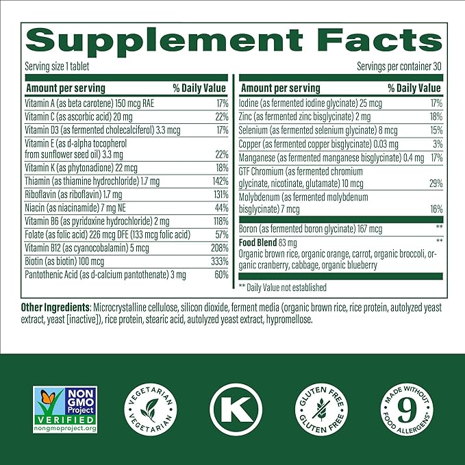 MegaFood Kids One Daily Multivitamin - Convenient Mini Multivitamin for Kids - with Zinc, Vitamins C, B & D - Vegetarian, Gluten Free, Non GMO - 60 Tablets, 60 Servings